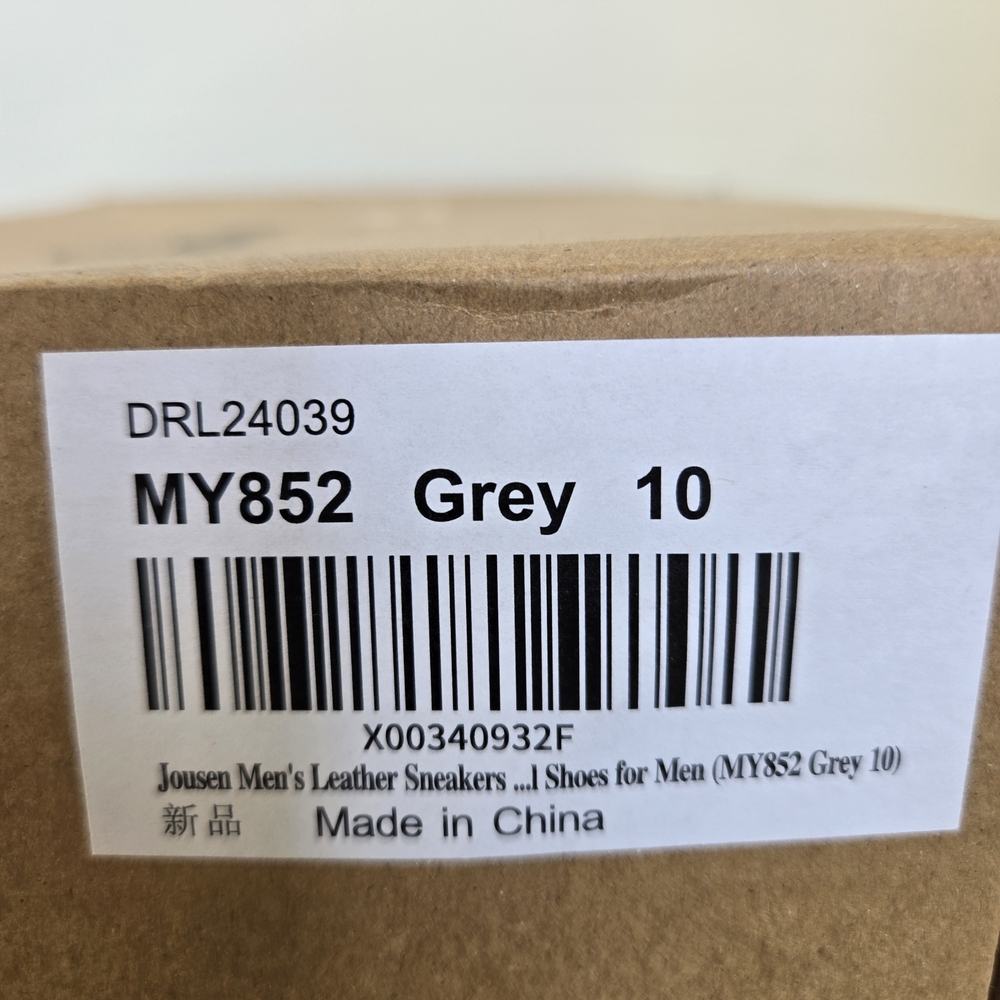 New In Box-Jousens Men's GREY Leather Sneakers, SIZE 10 - Picture 10 of 13